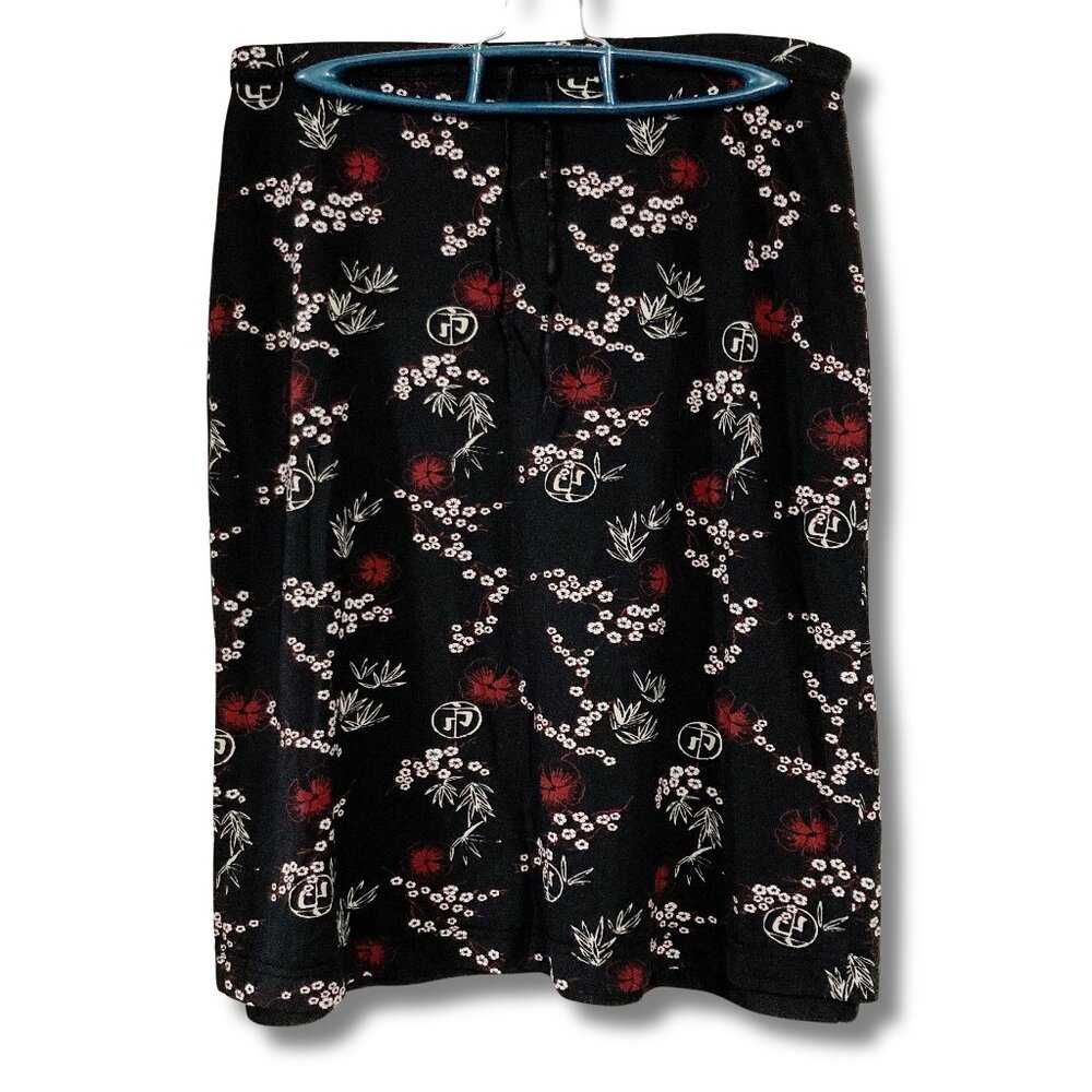 S. OLIVER Vintage floral Asian inspired stretchy a-line skirt ~ SMALL MEDIUM